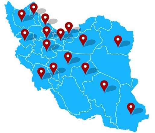 نقشه شبکه نمایندگان تراز CRM در ایران